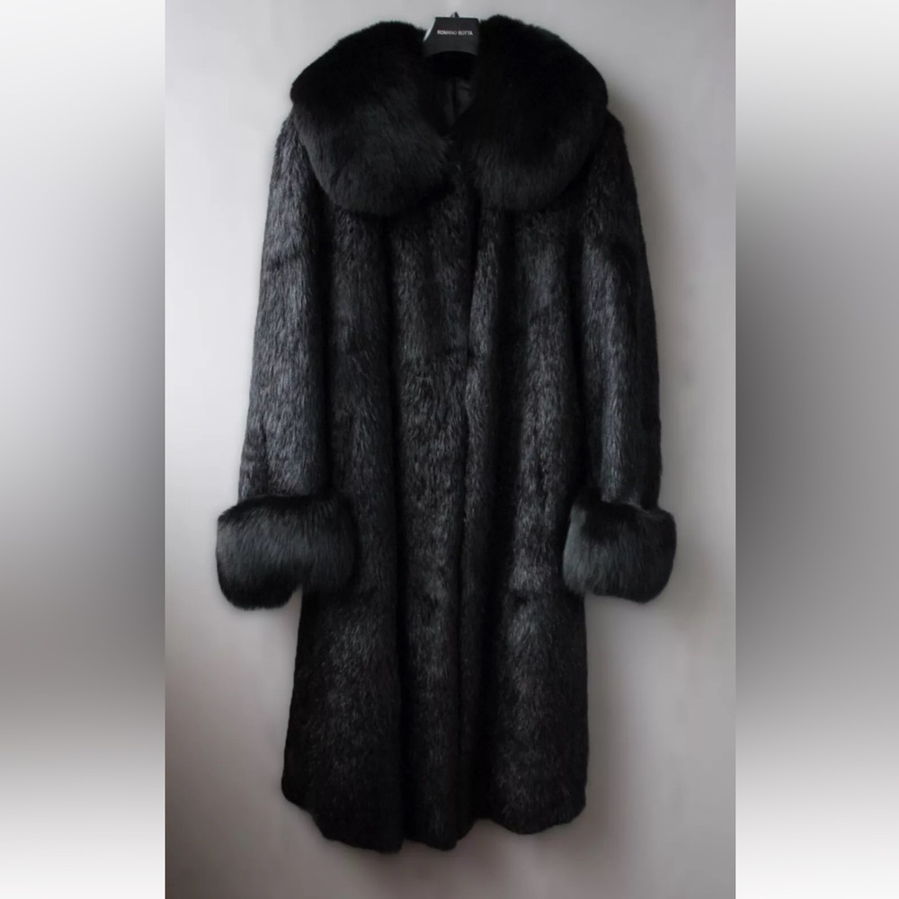 XXL Black Real Nutria Fur Vintage Coat